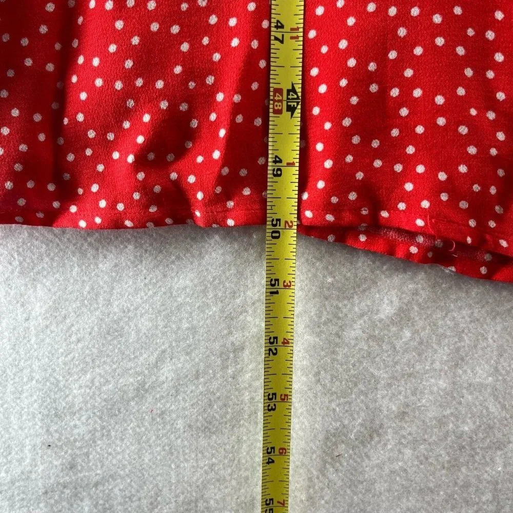 Maison Jules Dress Sz M A-Line Midi Polka Dot Keyhole Neck Sleeveless Rayon Red - Picture 12 of 12